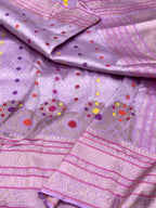 Lavender Katan Silk Handwoven Banarasi Brocade Saree