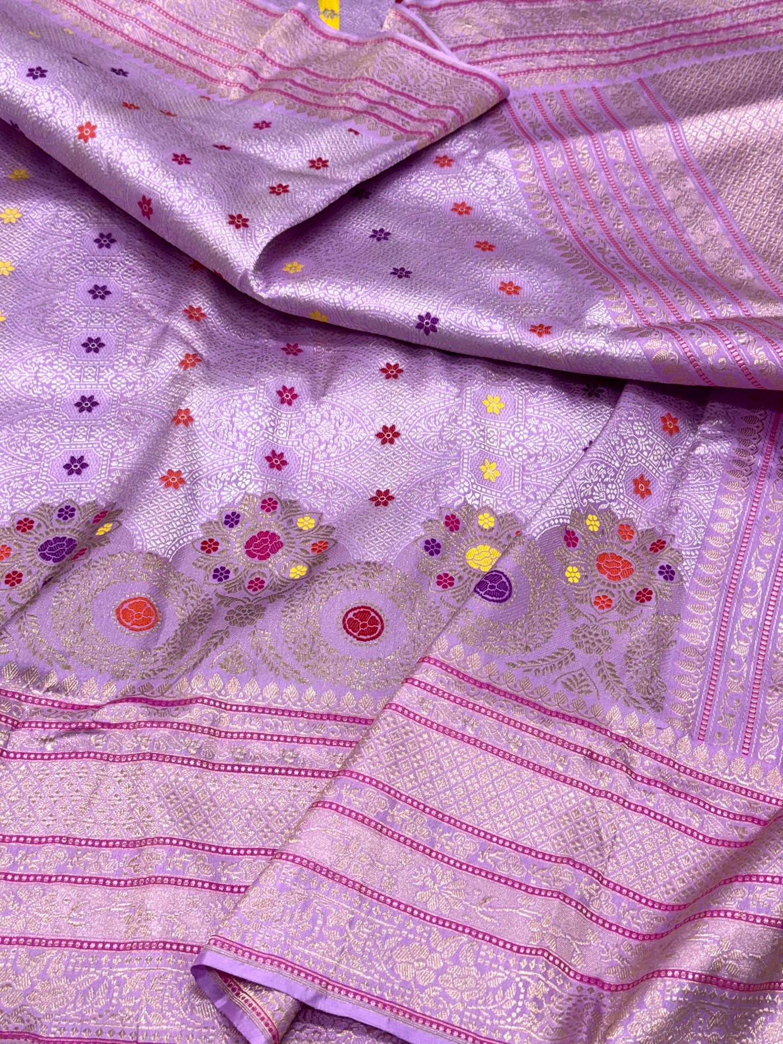 Lavender Purple Pure Mulberry Katan Silk Handwoven Banarasi Saree |Brocade|