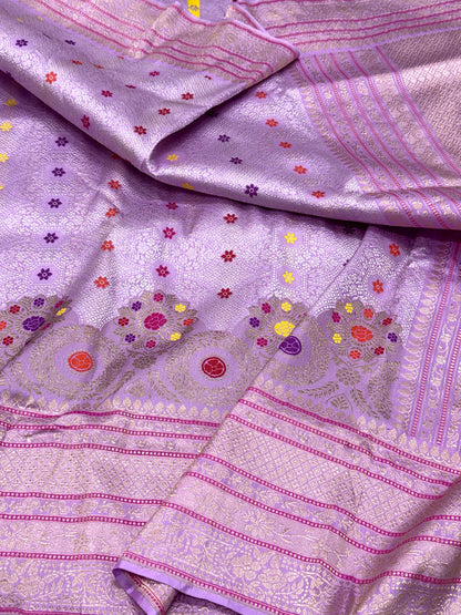 Lavender Purple Pure Mulberry Katan Silk Handwoven Banarasi Saree |Brocade|