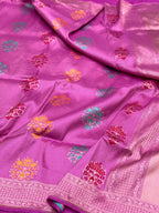 Magenta Purple Pure Katan Silk Handloom Banarasi Saree