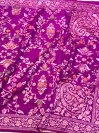 Purple Pure Katan Silk Contemporary Jamdani Handloom Banarasi Saree- Ektara Weave