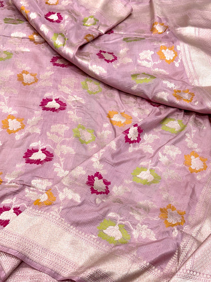 Onion Pink Pure Mulberry Katan Silk Banarasi Handloom Saree