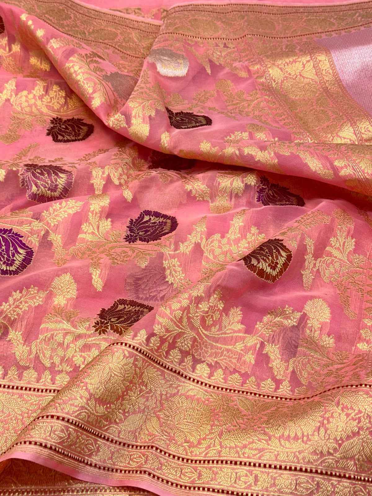 Lavender Pure Mulberry Katan Silk Handwoven Banarasi Saree