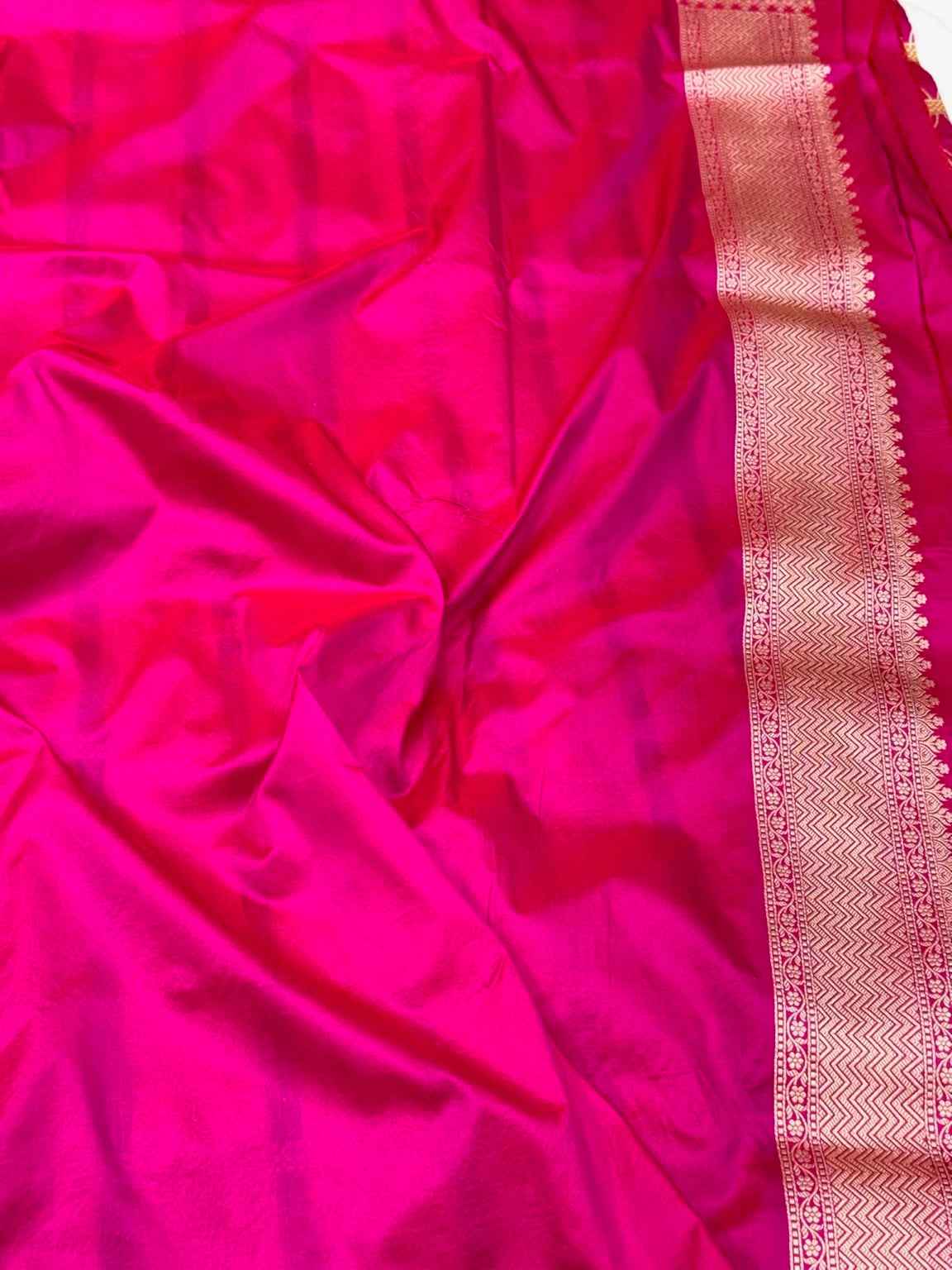 Pink Pure Mulberry Silk & Pure Katan Silk | Elegant Heritage Weave | Handloom Contemporary  Banarasi Saree