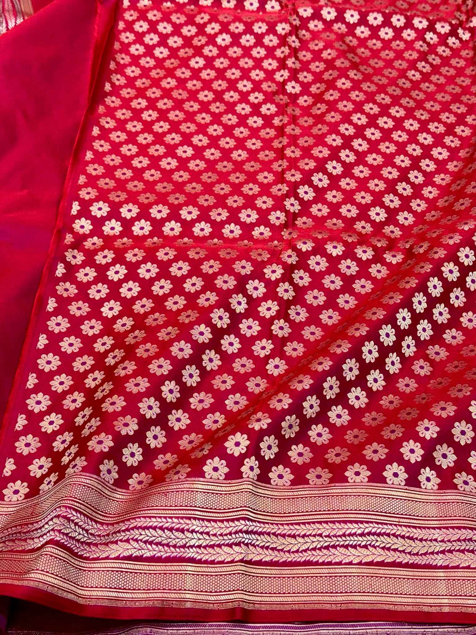 Magenta Pure Satin Silk Soft Drape Handwoven Banarasi Saree