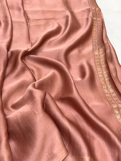Mauve Pink Handwoven Banarasi Saree | Pure Mashru Satin Silk Kadhwa Banarasi Saree