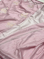 Powder Pink Ektara Weave Pure Handwoven Banarasi Saree