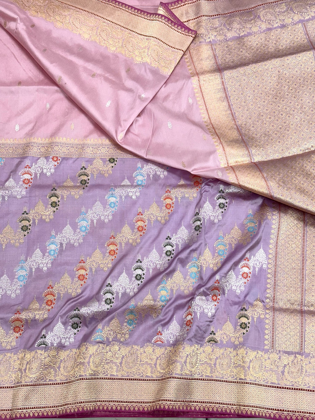 Mauve Lilac Pure Katan Silk Handwoven Saree