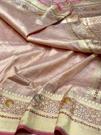 Mauve Pink Handwoven Pure Mulberry Katan Silk | Kadhwa Weave |  Banarasi Silk Saree | Modern Skirt Design