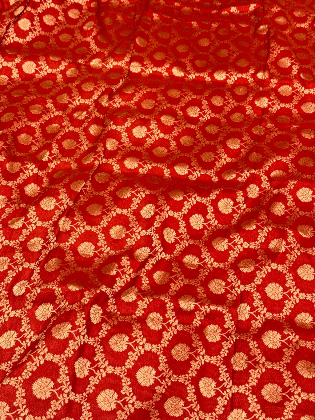 Reddish Orange Pure Katan Silk Handloom Contemporary Banarasi Saree