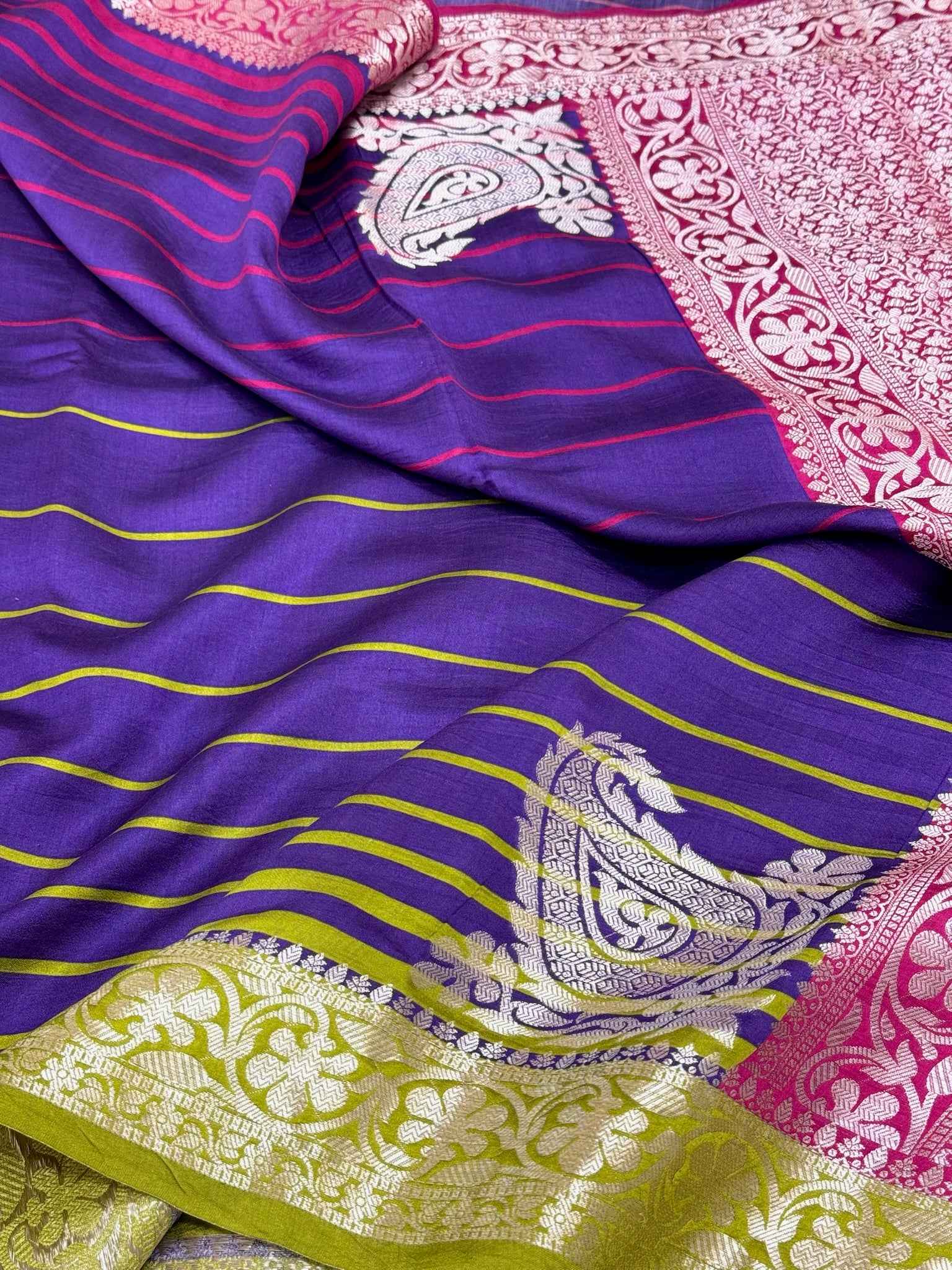 Wine Pure Chiniya Silk Lightweight Contemporary Saree