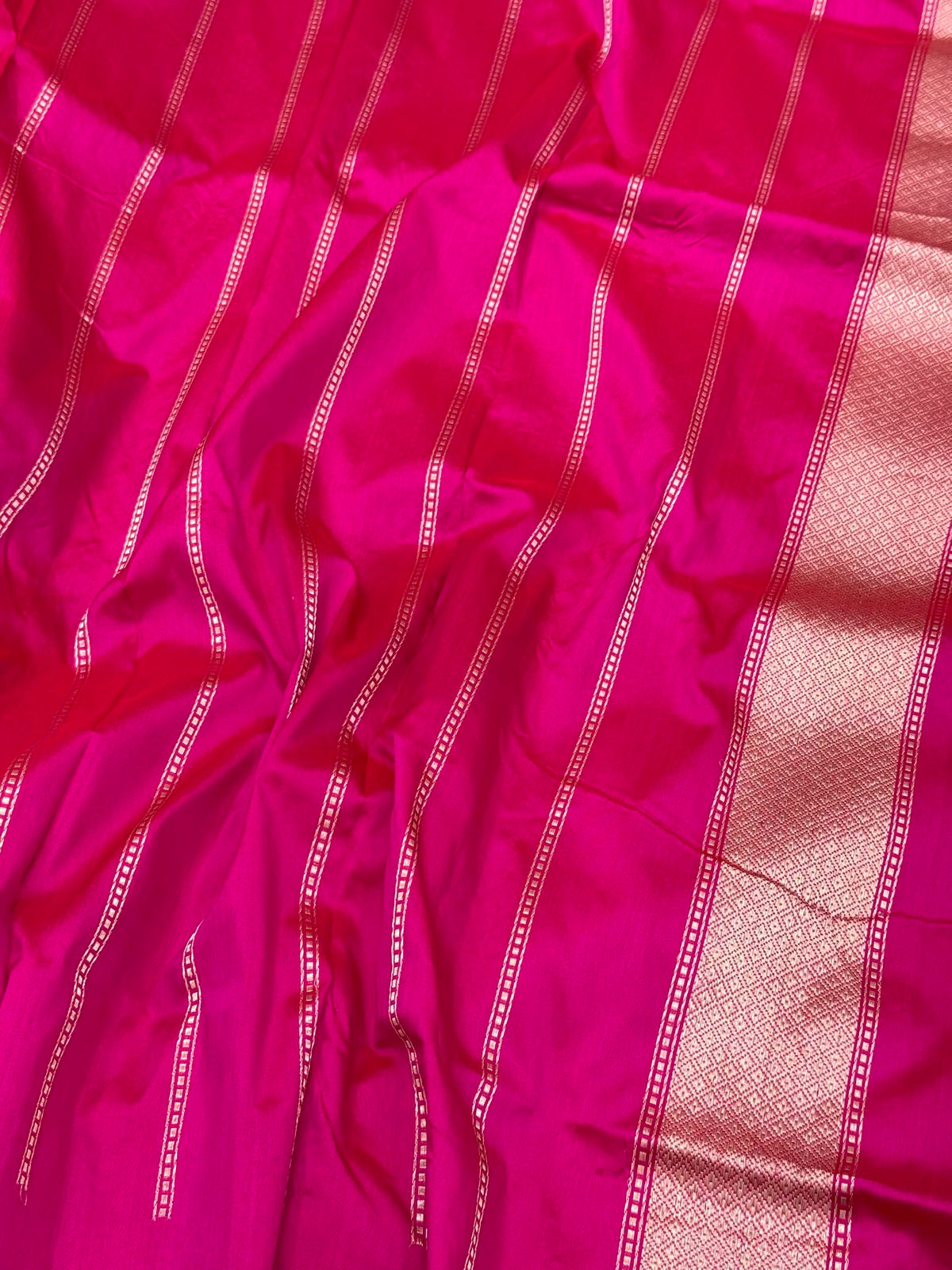 Pink Pure Katan Mulberry Silk Handwoven | Kadhwa Technique | Banarasi Modern Brocade Saree