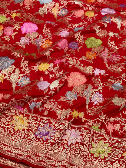 Red Exclusive Premium Banarasi Luxury Saree | Pure Double Katan Mulberry Silk - Kadhwa Technique Handwoven Saree | New Era Of Elegance