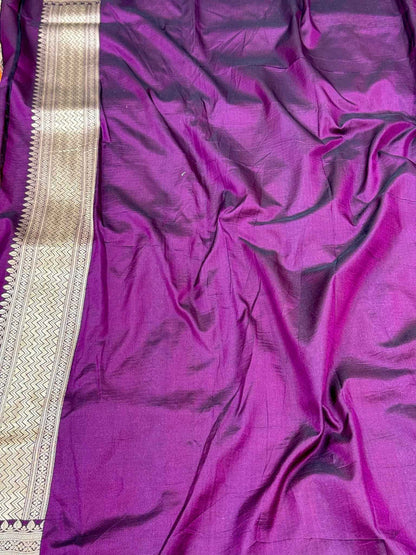 Purple Katan Silk Vintage Handloom Banarasi Brocade Saree