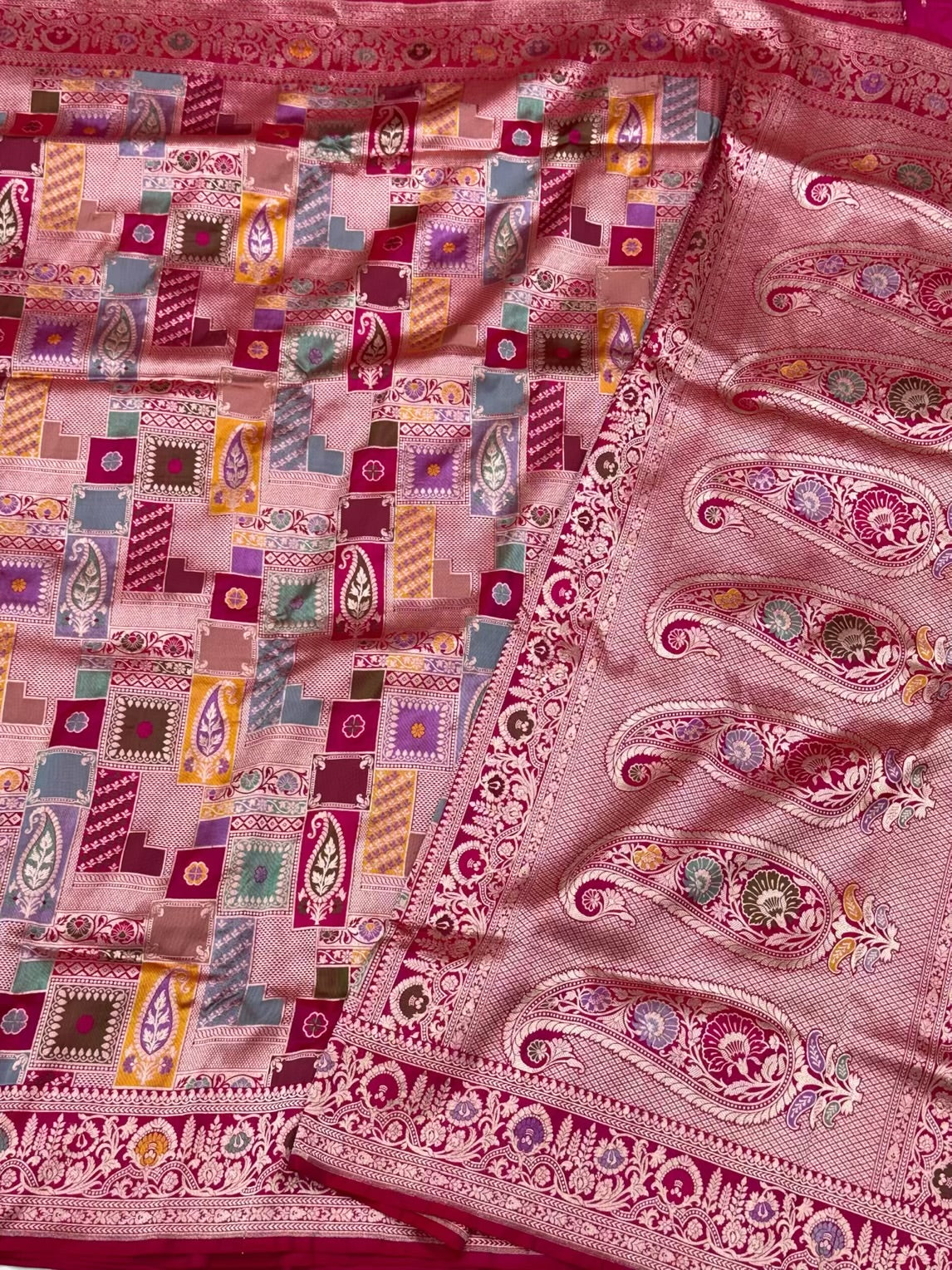 Pink Pure Katan Silk Saree - Pure Mulberry Silk Handloom |Rangkaat | Banarasi Saree