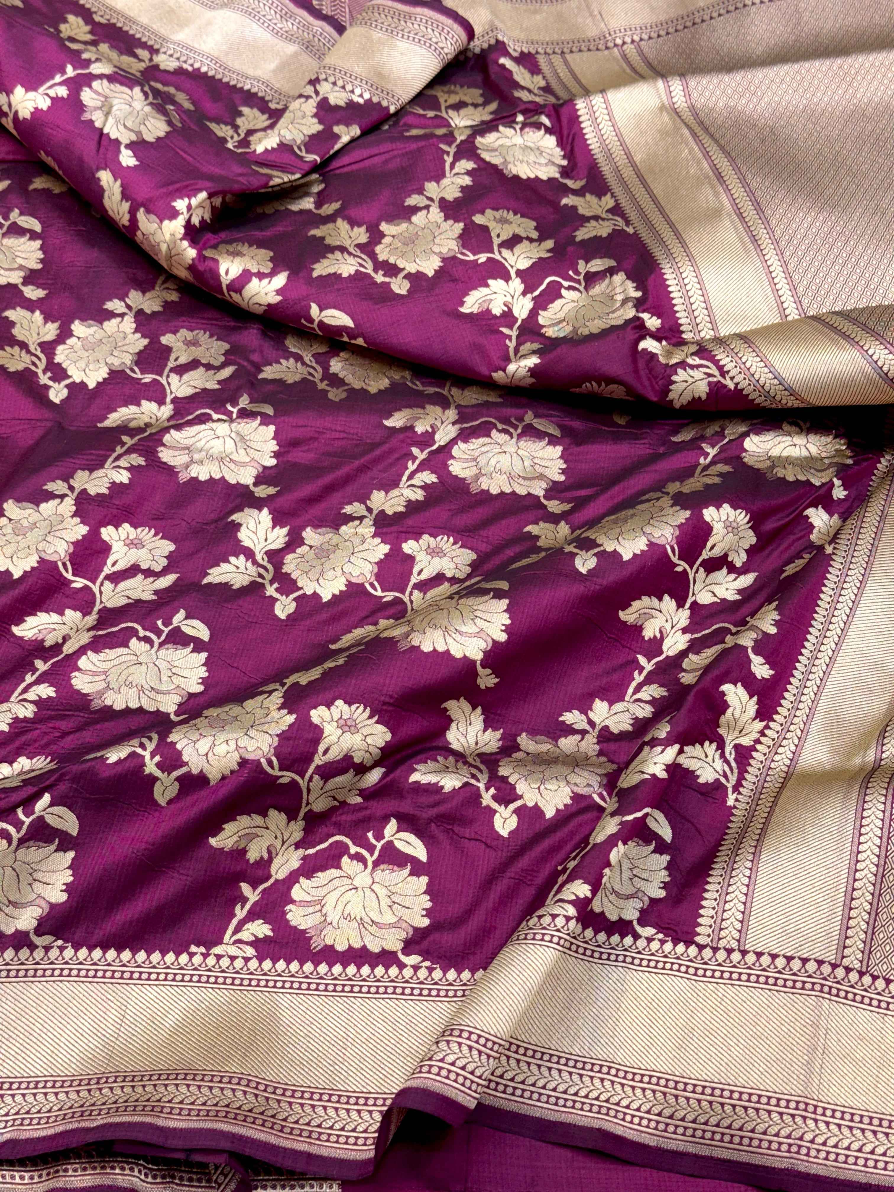 Red Pure Mulberry Katan Silk Handloom Banarasi Saree