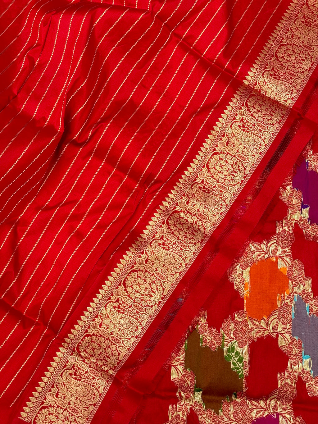 Red Pure Katan Silk Rangkaat Saree