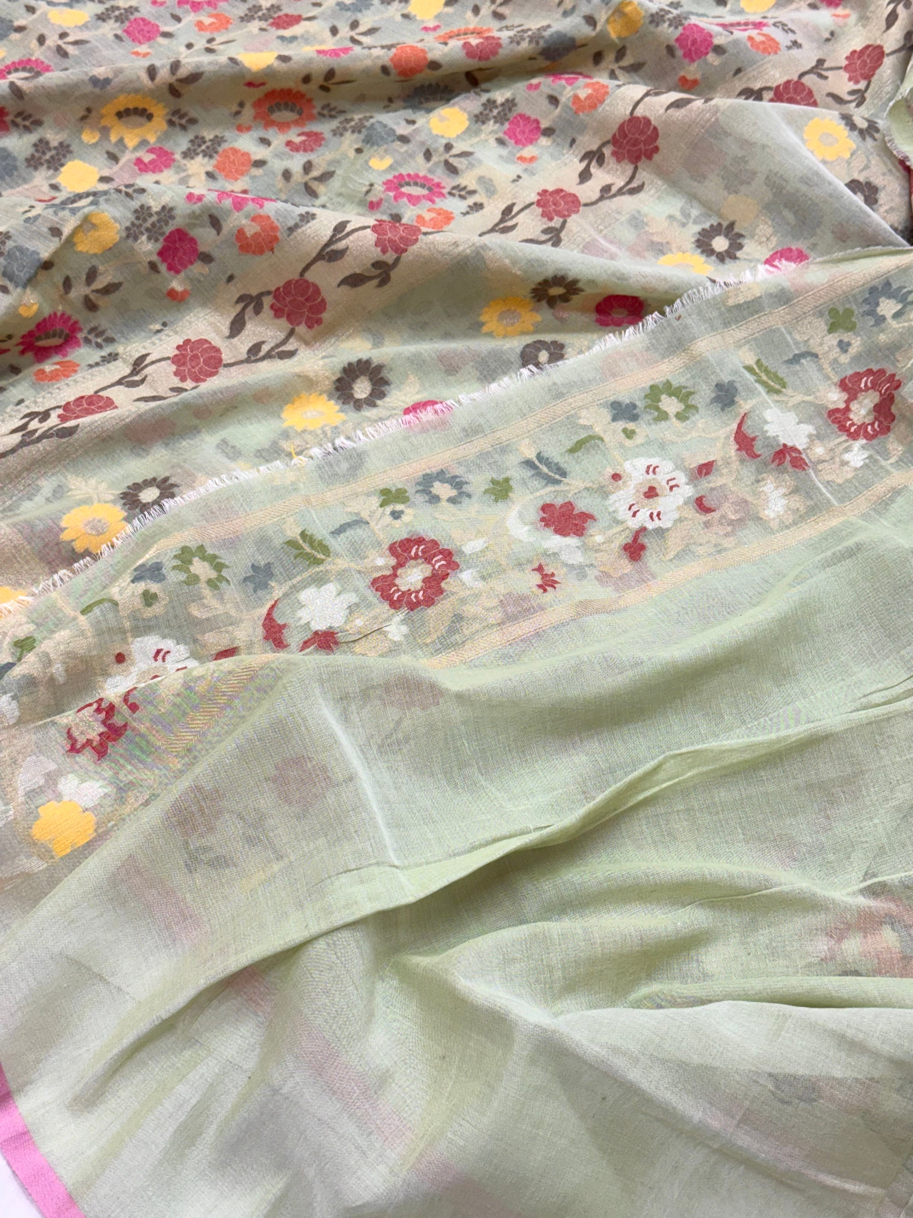 Green Ektara Weave Handloom Jamdani Saree