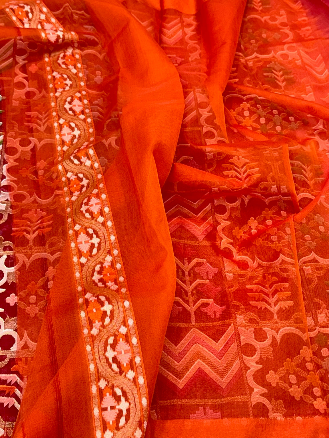 Red Pure Kora Silk Saree| Ektara Technique |Handloom Banarasi Saree