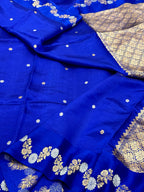 Blue Pure Raw Mango Silk Handwoven Saree