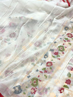 White Muslin Cotton Ektara Weave Handloom Jamdani Saree