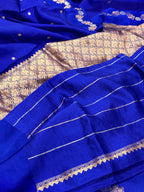 Blue Pure Raw Mango Silk Handwoven Saree
