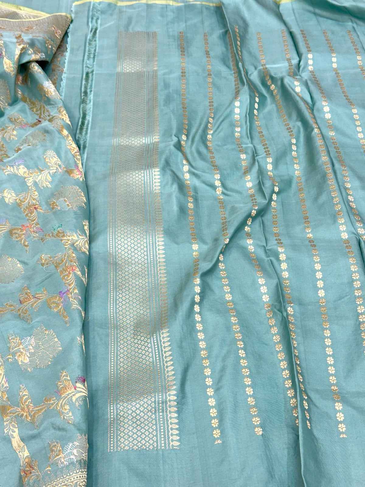Ivory Pure Katan Silk Handwoven Banarasi Saree |Kadhuwa|