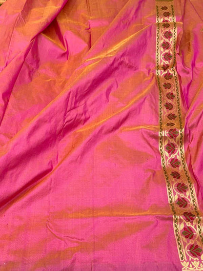 Magenta Pink Pure Katan Silk Handwoven Banarasi Saree