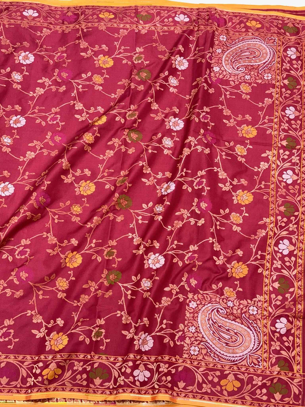 Peach Pink Pure Double Katan Silk Jamdani Handloom Banarasi Saree With Ektara Technique