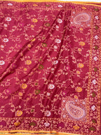 Peach Pink Pure Double Katan Silk Jamdani Handloom Banarasi Saree With Ektara Technique