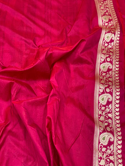 Red Pure Katan Silk & Mulberry Silk Handloom Banarasi Sareee - Brocade Weave