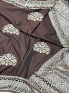 Brown Ektara Weave Pure Handwoven Banaras Saree
