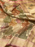 Yellow Pure Mulberry Tissue Silk Handloom Banrasi Saree |Ektara Weave|