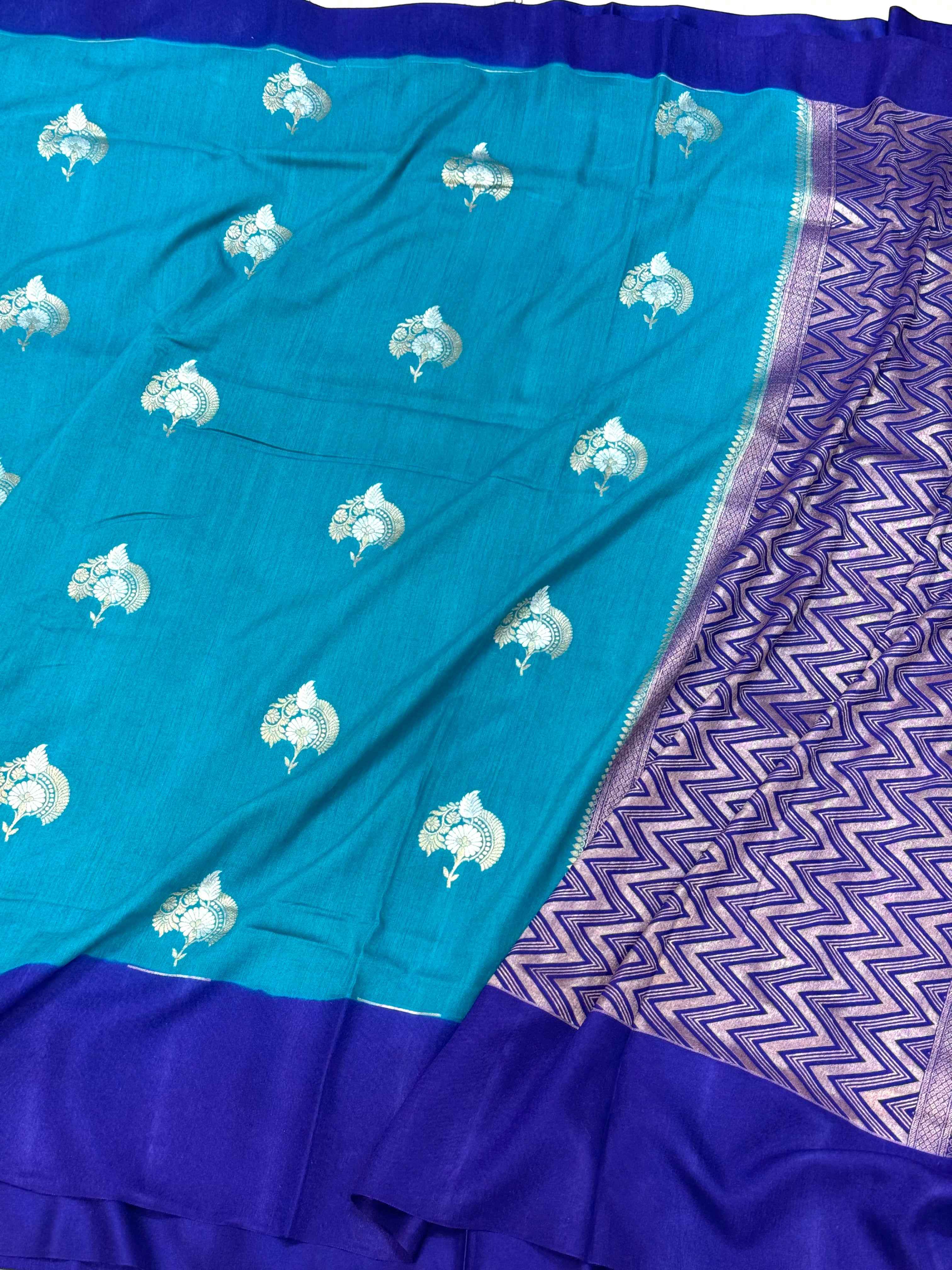 Purple Pure Mulberry Muga And Satin Silk Banarasi Saree - Lightweight
