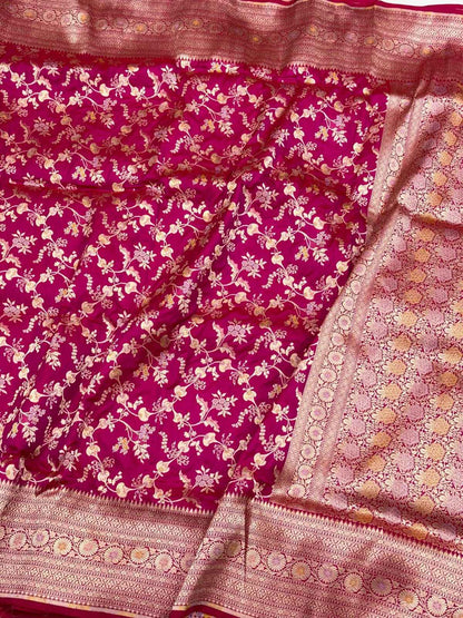 Gold Yellow Pure Katan Silk Handwoven Banarasi Saree | Kadhuwa Weave |