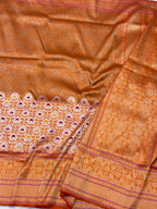 Orange Pure Katan Silk Handwoven Banarasi Brocade Saree