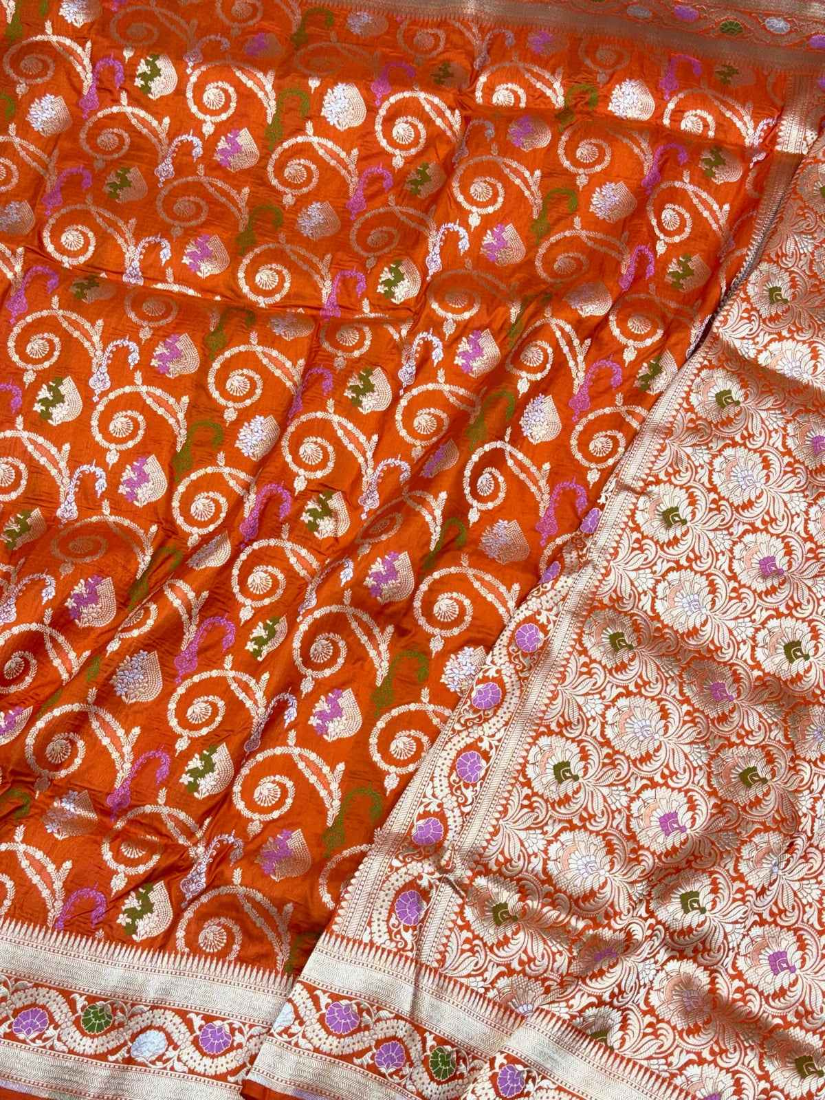 Magenta Pink Pure Katan Silk Handwoven Banarasi Saree