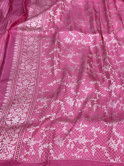 Light Sea Green Pure Katan Mulberry Silk Handwoven Banarasi Saree | Ektara Kadhwa Weave |
