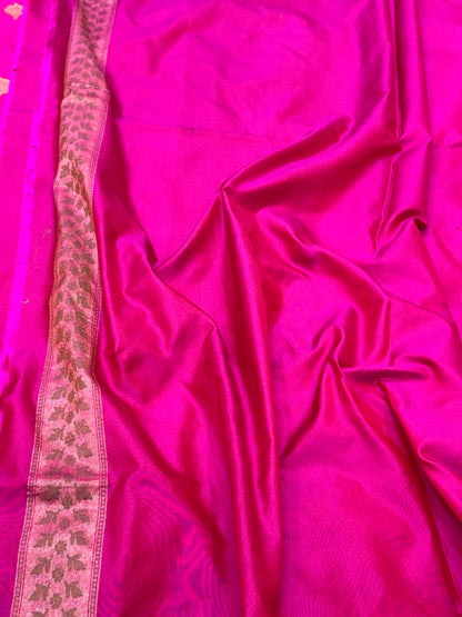 Rani Pink Pure Katan Mulberry Silk Handwoven | Kadhwa Technique | Banarasi Saree Saree - Timeless, Reimagined