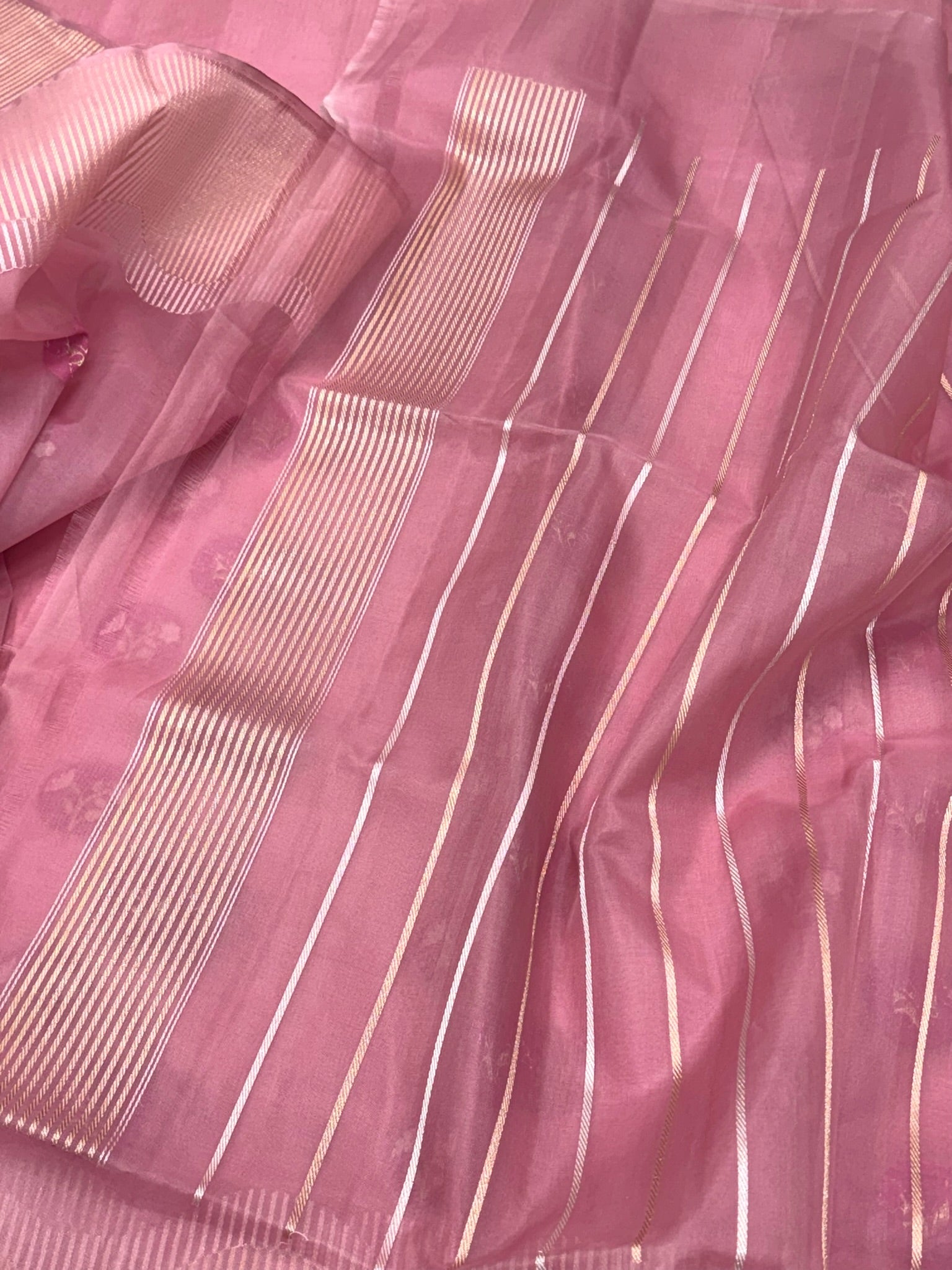Mauve Pink Pure Kora Silk Handwoven Saree