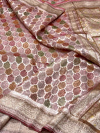 Pink Ektara Tissue Pure Handloom Saree