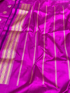 Purple Pure Mulberry Silk & Pure Katan Silk Saree - Handwoven Banarasi Kadhwa Weave Saree