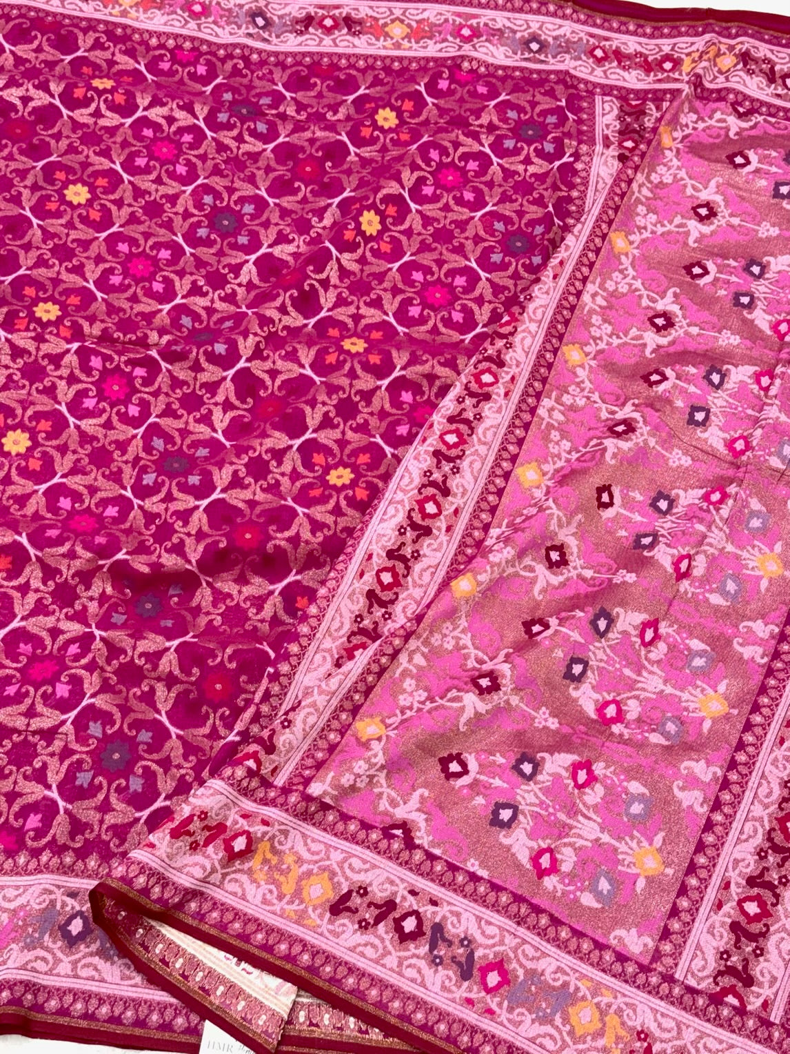 Pink Pure Muslin Cotton Jamdani Handloom Banarasi Saree |Ektara Weave|