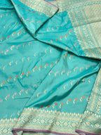 Blue Pure Katan Silk Handwoven Banarasi Saree