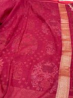 Berry Muslin Cotton Ektara Weave Handloom Jamdani Saree