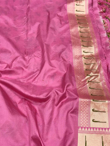 Hot Pink Pure Katan Silk & Mulberry Silk | Authentic Handloom Banarasi Saree