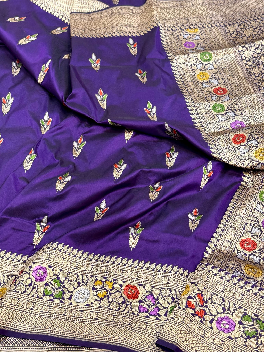 Purple Katan Silk Pure Handwoven Saree