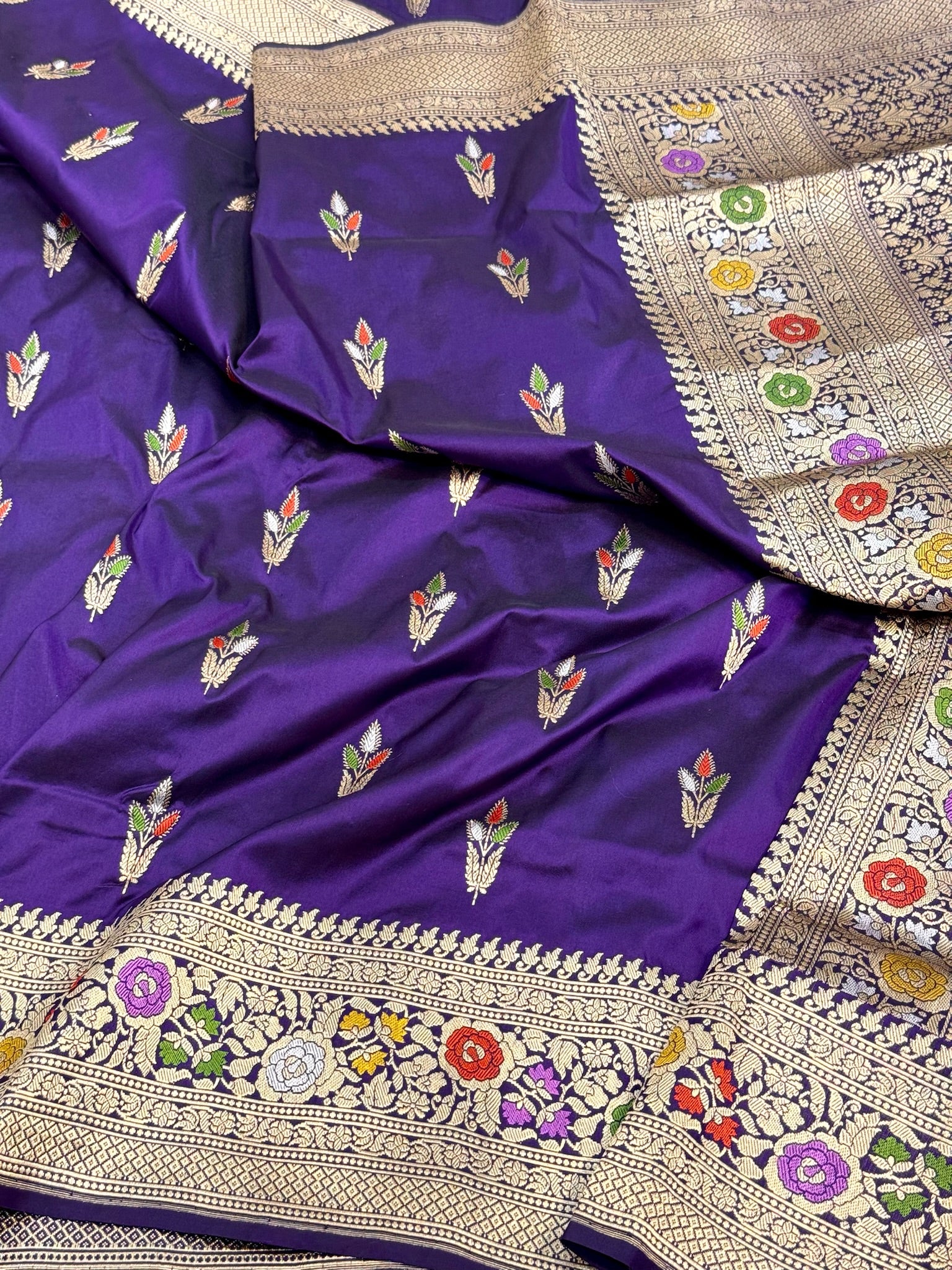 Purple Katan Silk Pure Handwoven Saree