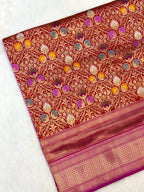 Red Katan Silk Satin Border Pure Handwoven Saree