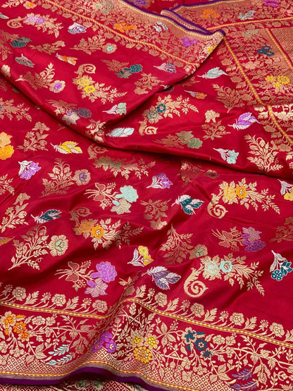 Bottle Green Pure Mulberry Double Katan Silk | Kadhwa Technique | Handwoven Banarasi Saree